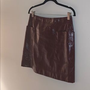 Anthropologie brown faux leather skirt